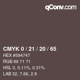 Farbcode: CMYK 0 / 21 / 20 / 65 | qconv.com