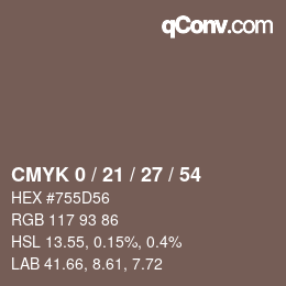 Farbcode: CMYK 0 / 21 / 27 / 54 | qconv.com