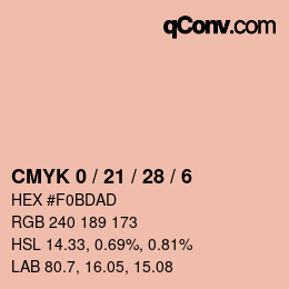 カラーコード: CMYK 0 / 21 / 28 / 6 | qconv.com