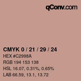 カラーコード: CMYK 0 / 21 / 29 / 24 | qconv.com
