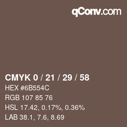Color code: CMYK 0 / 21 / 29 / 58 | qconv.com