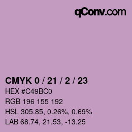 カラーコード: CMYK 0 / 21 / 2 / 23 | qconv.com