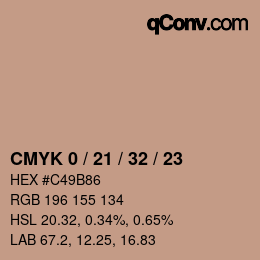 カラーコード: CMYK 0 / 21 / 32 / 23 | qconv.com