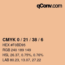 カラーコード: CMYK 0 / 21 / 38 / 6 | qconv.com