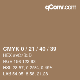 カラーコード: CMYK 0 / 21 / 40 / 39 | qconv.com