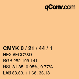 Código de color: CMYK 0 / 21 / 44 / 1 | qconv.com