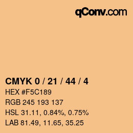 カラーコード: CMYK 0 / 21 / 44 / 4 | qconv.com