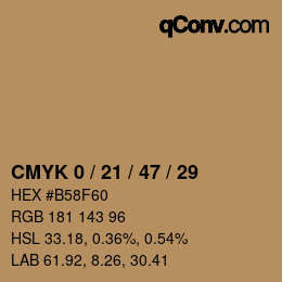 颜色代码: CMYK 0 / 21 / 47 / 29 | qconv.com