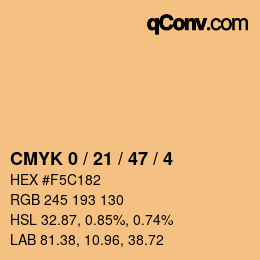 Color code: CMYK 0 / 21 / 47 / 4 | qconv.com