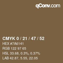 Código de color: CMYK 0 / 21 / 47 / 52 | qconv.com