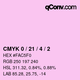 カラーコード: CMYK 0 / 21 / 4 / 2 | qconv.com