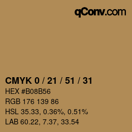 カラーコード: CMYK 0 / 21 / 51 / 31 | qconv.com