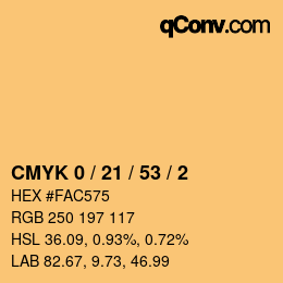 颜色代码: CMYK 0 / 21 / 53 / 2 | qconv.com