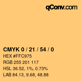 Farbcode: CMYK 0 / 21 / 54 / 0 | qconv.com