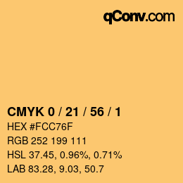 颜色代码: CMYK 0 / 21 / 56 / 1 | qconv.com
