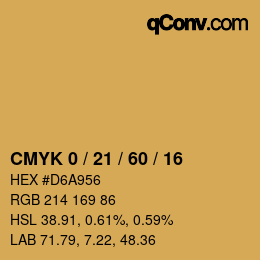 カラーコード: CMYK 0 / 21 / 60 / 16 | qconv.com