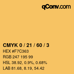 カラーコード: CMYK 0 / 21 / 60 / 3 | qconv.com