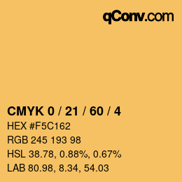 カラーコード: CMYK 0 / 21 / 60 / 4 | qconv.com
