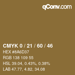 カラーコード: CMYK 0 / 21 / 60 / 46 | qconv.com