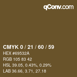 カラーコード: CMYK 0 / 21 / 60 / 59 | qconv.com