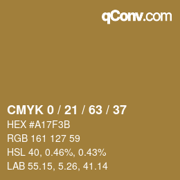 カラーコード: CMYK 0 / 21 / 63 / 37 | qconv.com