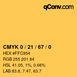 颜色代码: CMYK 0 / 21 / 67 / 0 | qconv.com