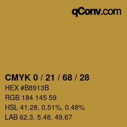 カラーコード: CMYK 0 / 21 / 68 / 28 | qconv.com