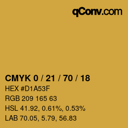 カラーコード: CMYK 0 / 21 / 70 / 18 | qconv.com