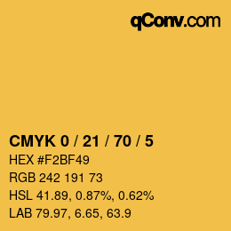 カラーコード: CMYK 0 / 21 / 70 / 5 | qconv.com