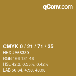 カラーコード: CMYK 0 / 21 / 71 / 35 | qconv.com