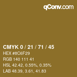 Farbcode: CMYK 0 / 21 / 71 / 45 | qconv.com