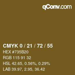 Color code: CMYK 0 / 21 / 72 / 55 | qconv.com