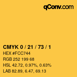 Color code: CMYK 0 / 21 / 73 / 1 | qconv.com