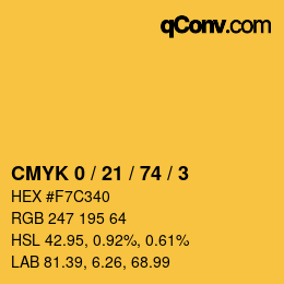 Color code: CMYK 0 / 21 / 74 / 3 | qconv.com