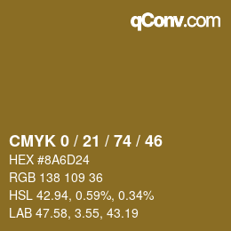 颜色代码: CMYK 0 / 21 / 74 / 46 | qconv.com