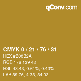 Farbcode: CMYK 0 / 21 / 76 / 31 | qconv.com