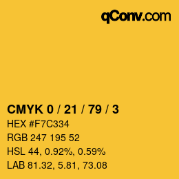 Color code: CMYK 0 / 21 / 79 / 3 | qconv.com