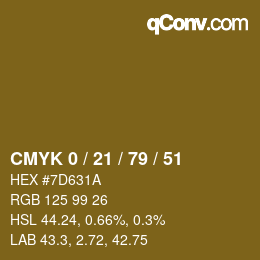 カラーコード: CMYK 0 / 21 / 79 / 51 | qconv.com