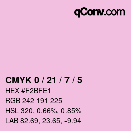カラーコード: CMYK 0 / 21 / 7 / 5 | qconv.com
