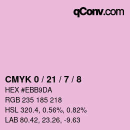 カラーコード: CMYK 0 / 21 / 7 / 8 | qconv.com