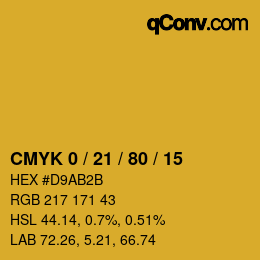 颜色代码: CMYK 0 / 21 / 80 / 15 | qconv.com