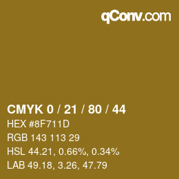 カラーコード: CMYK 0 / 21 / 80 / 44 | qconv.com