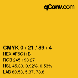 Color code: CMYK 0 / 21 / 89 / 4 | qconv.com