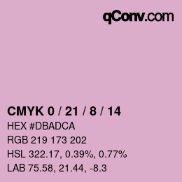 カラーコード: CMYK 0 / 21 / 8 / 14 | qconv.com