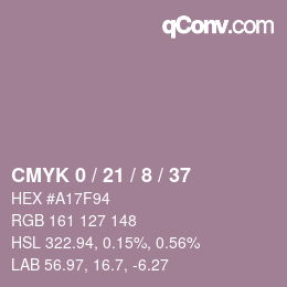 カラーコード: CMYK 0 / 21 / 8 / 37 | qconv.com