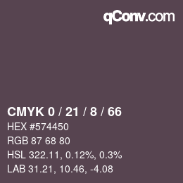 カラーコード: CMYK 0 / 21 / 8 / 66 | qconv.com