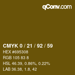 颜色代码: CMYK 0 / 21 / 92 / 59 | qconv.com