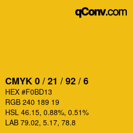 颜色代码: CMYK 0 / 21 / 92 / 6 | qconv.com
