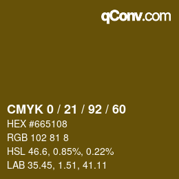 カラーコード: CMYK 0 / 21 / 92 / 60 | qconv.com