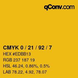 颜色代码: CMYK 0 / 21 / 92 / 7 | qconv.com